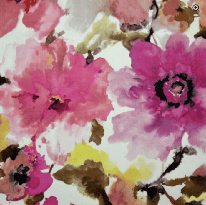 Vintage style floral fabric with pink flowers